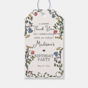 Whimsisches Party Doodle Floral Geburtstag Geschenkanhänger