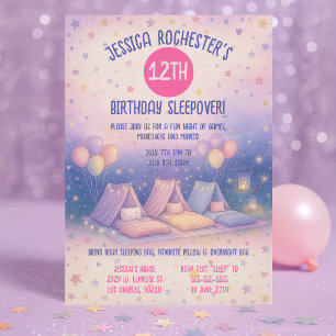 Whimsisches Pastell Teepes Leepover Geburtstag Einladung