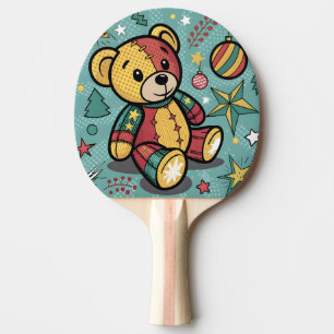 Whimsisches Patchwork Weihnachtsbär Tischtennis Schläger