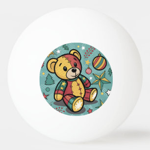 Whimsisches Patchwork Weihnachtsbär Tischtennisball