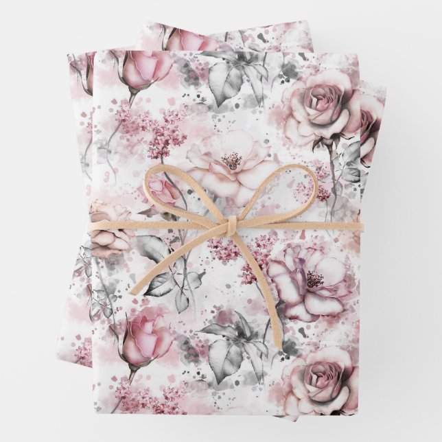 Whimsisches Peony und Rose Geschenkpapier Set (Beispiel)