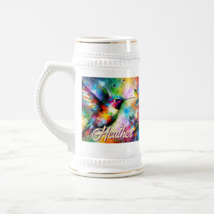Whimsisches Personalisierter Hummingbird Bierglas