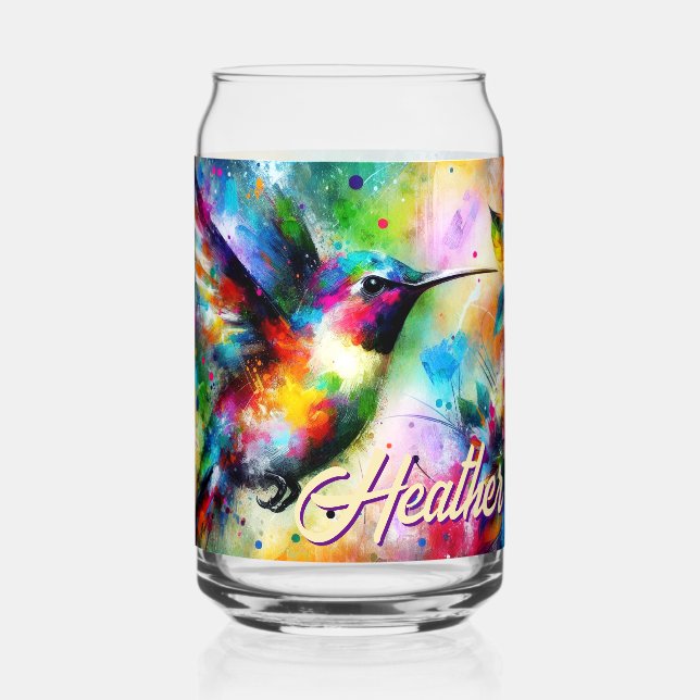 Whimsisches Personalisierter Hummingbird Dosenglas (Vorderseite)