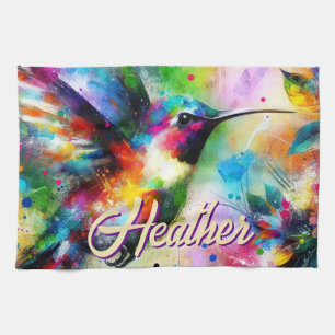 Whimsisches Personalisierter Hummingbird Geschirrtuch