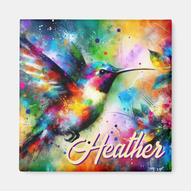 Whimsisches Personalisierter Hummingbird Magnet (Vorne)