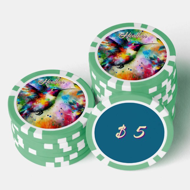 Whimsisches Personalisierter Hummingbird Pokerchips (Stapel)