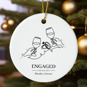 Whimsisches Personalisiertes Verlobung Weihnachten Keramik Ornament
