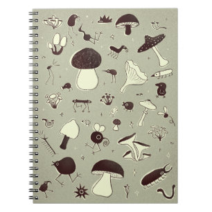 Whimsisches Pilz- und Waldkreaturen-Notebook Notizblock
