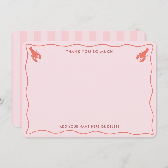 Whimsisches Pink Orange Hummer Doodle Brautparty Dankeskarte (Vorne/Hinten)