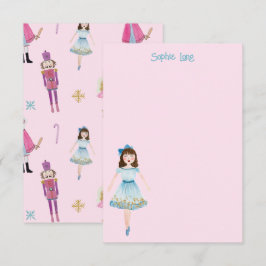 Whimsisches Pink Watercolor Nutcracker Clara Dankeskarte