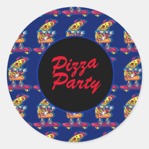 Whimsisches Pizza-Party Runder Aufkleber