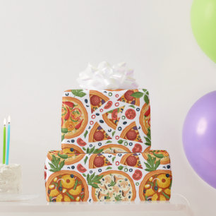 Whimsisches Pizza-Party Wasserfarbe Geburtstag Geschenkpapier