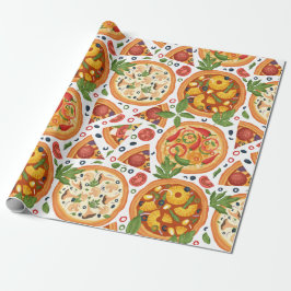Whimsisches Pizza-Party Wasserfarbe Geburtstag Geschenkpapier
