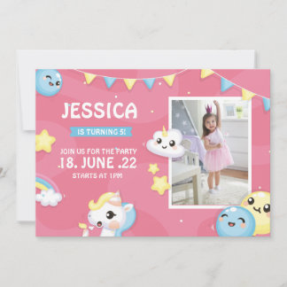 Whimsisches Pony Pink Geburtstagsparty Girl Pawty  Mitteilungskarte