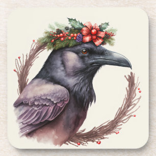 Whimsisches Raven Winter Holidays/Christmas Unters Getränkeuntersetzer