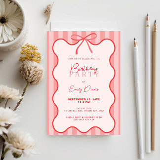 Whimsisches Retro Border Geburtstagsessen Einladung