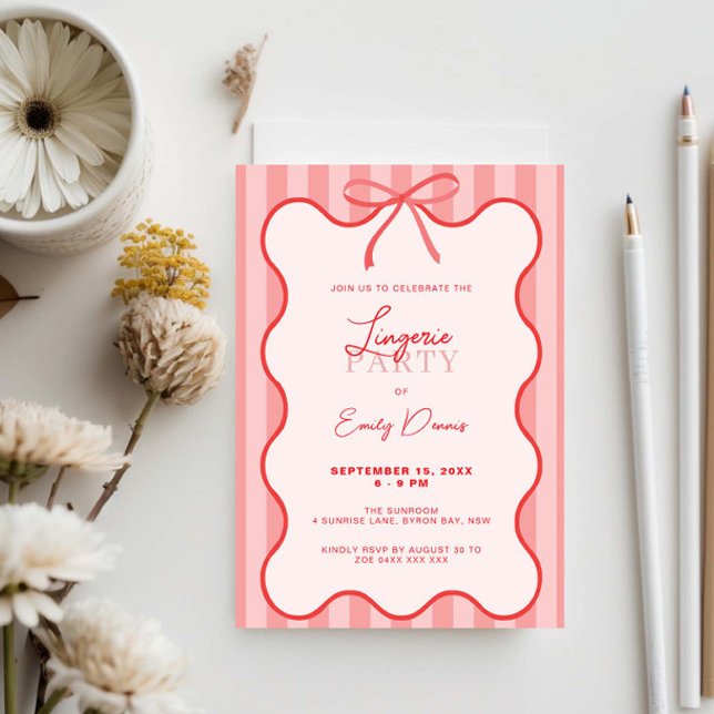 Whimsisches Retro-Border-Lingerie-Party Einladung (Von Creator hochgeladen)