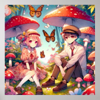 Whimsisches Romantisches Anime Couple