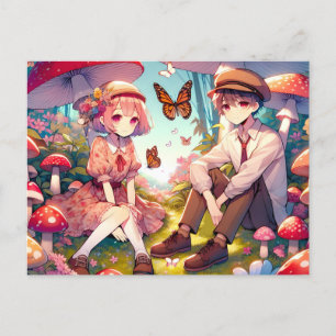 Whimsisches Romantisches Anime Couple Postkarte