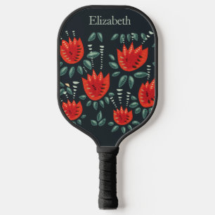 Whimsisches Rotes Tulips Blumenmuseum Abstrakter F Pickleball Schläger