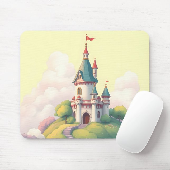 Whimsisches Schloss mit grünem Garten Mousepad (Mit Mouse)