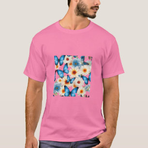 Whimsisches Schmetterling und florales T-Shirt