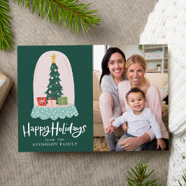 Whimsisches Schneeglobe-Foto Feiertagskarte