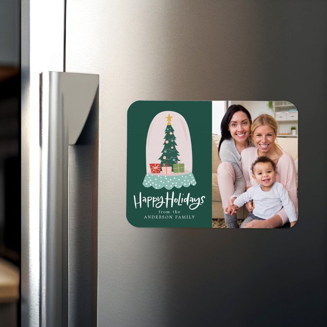 Whimsisches Schneeglobe Foto Holiday Magnet (Von Creator hochgeladen)