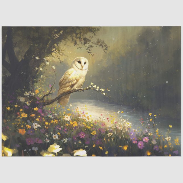 Whimsisches Schneeweißröschen-Wildblumen Decoupage Seidenpapier (Vorderseite)