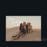 Whimsisches Script-Foto Moderne Weihnachten<br><div class="desc">Moderne Weihnachtskarte mit "Frohe Weihnachten" in einer skurrilen Schrift über Ihrem Lieblingsstift.</div>