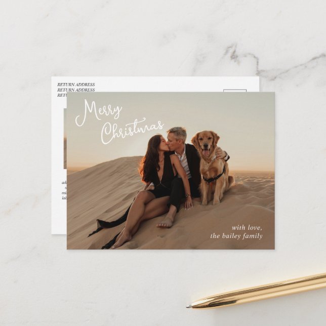 Whimsisches Script-Foto Moderne Weihnachten (Vorderseite/Rückseite Beispiel)