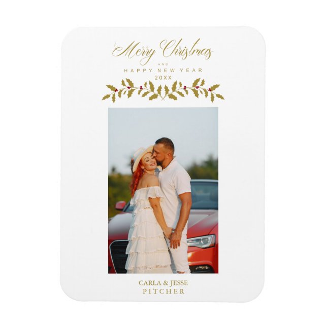 Whimsisches Script Quote Foto Weihnachtsfamilie Go Magnet (Vertikal)