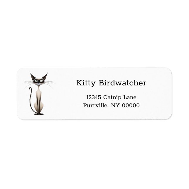 Whimsisches Siamesisches Katzen Cartoon Rücksendea (Vorne)