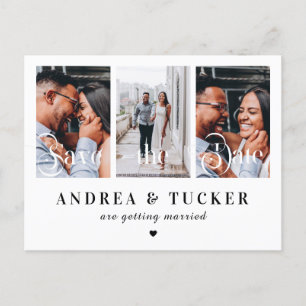 Whimsisches Skript 3 FotoCollage Save the Date Postkarte