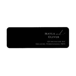 Whimsisches Skript Black Return Address Label