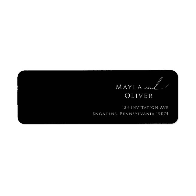Whimsisches Skript | Black Return Address Label (Vorne)