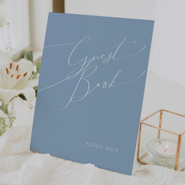 Whimsisches Skript | Dusty Blue Guest Book Sockelschild (Von Creator hochgeladen)