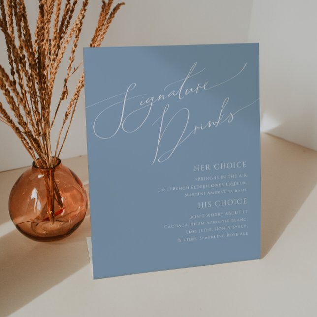 Whimsisches Skript | Dusty Blue Signature Drinks Sockelschild (Von Creator hochgeladen)