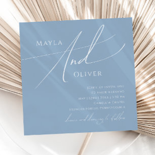 Whimsisches Skript   Dusty Blue Square Wedding Einladung