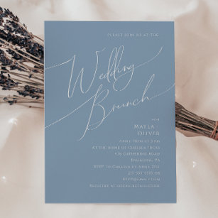 Whimsisches Skript   Dusty Blue Wedding Brunch Einladung