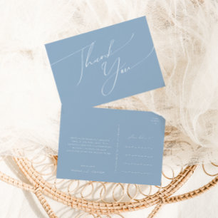 Whimsisches Skript   Dusty Blue Wedding Vielen Dan Postkarte