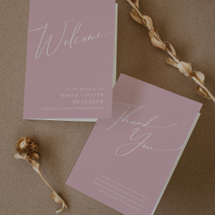 Whimsisches Skript Dusty-Rose-Faltenhochzeit Programm
