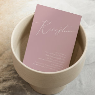 Whimsisches Skript   Dusty Rose Hochzeitsempfang Begleitkarte