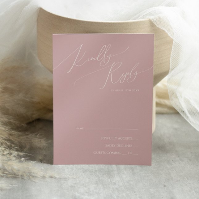 Whimsisches Skript | Dusty Rose RSVP Card (Von Creator hochgeladen)