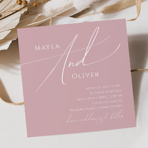 Whimsisches Skript   Dusty Rose Square Wedding Einladung