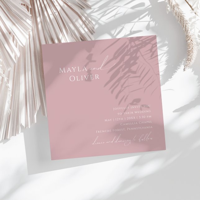 Whimsisches Skript | Dusty Rose Square Wedding Einladung (Von Creator hochgeladen)