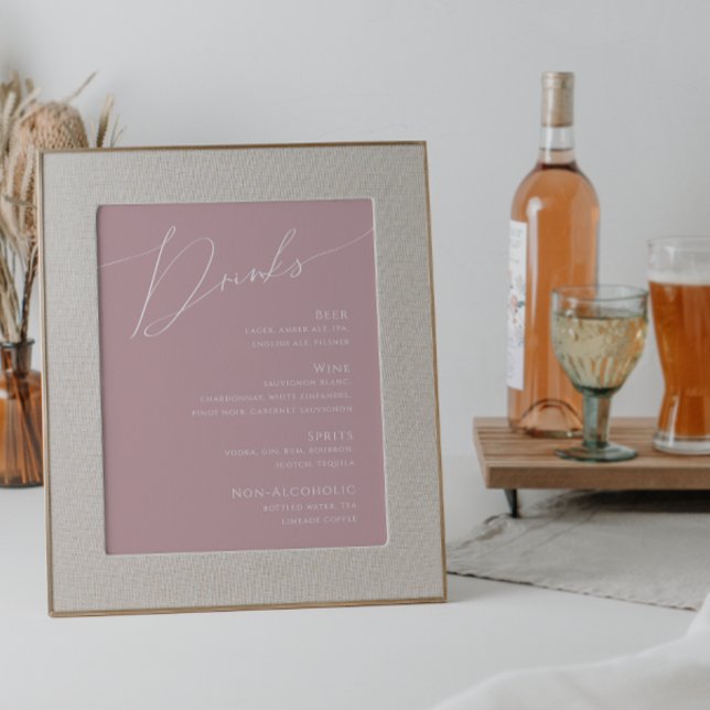 Whimsisches Skript | Dusty Rose Wedding Drinks Men Poster (Von Creator hochgeladen)
