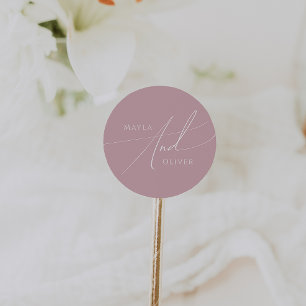 Whimsisches Skript Dusty Rose Wedding Runder Aufkleber