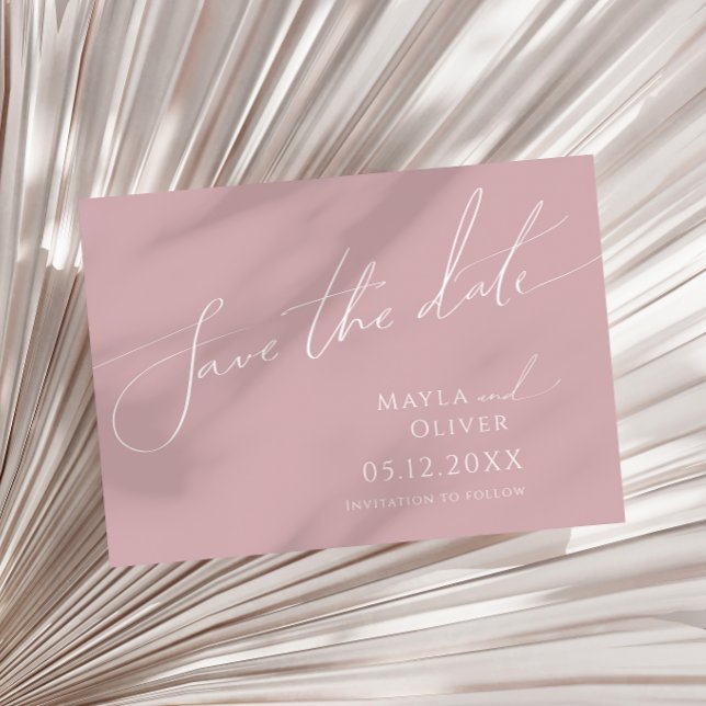 Whimsisches Skript | Horizontale Rose Save The Date (Von Creator hochgeladen)