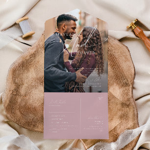 Whimsisches Skript   Rose Lässiges Foto Siegel und All In One Einladung